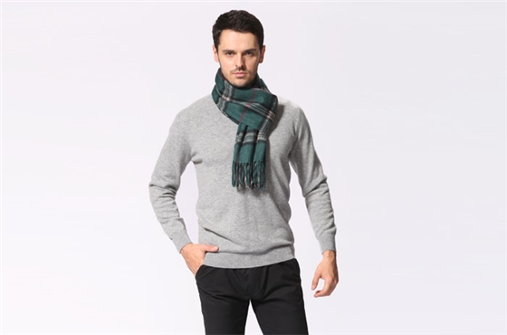 男士羊絨圍巾 格紋圍巾