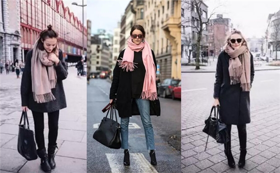 粉紅色羊毛圍巾