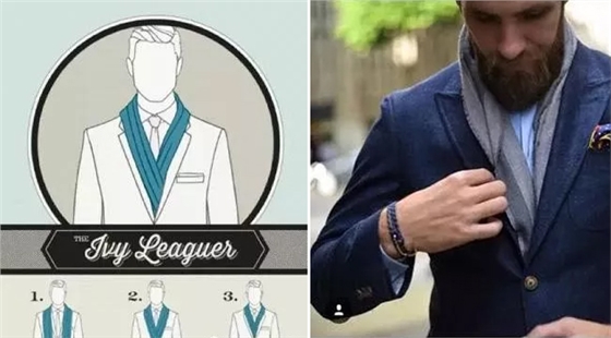 男士圍巾入衣式圍法