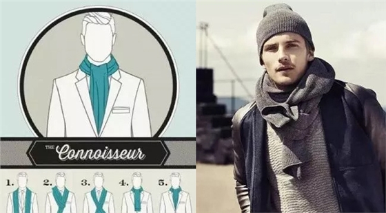 男士圍巾結(jié)扣式圍法