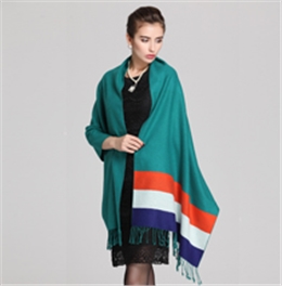 秋冬條紋披肩
