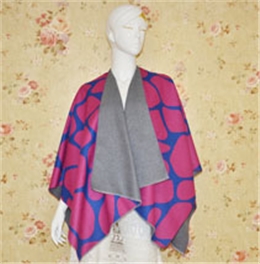 秋冬印花開叉披肩