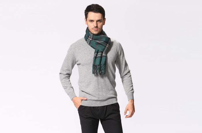 男士羊絨圍巾 格紋圍巾