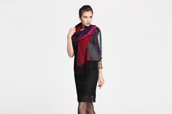 真絲油畫藝術(shù)提花披肩 拉絨披肩 女士披肩