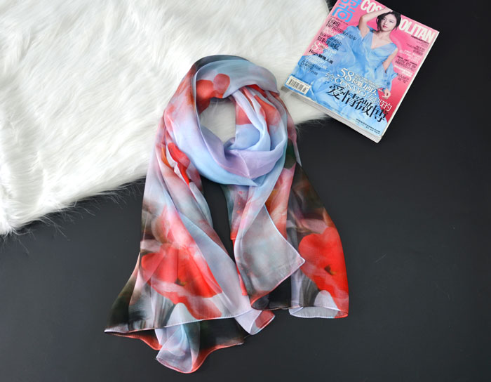 荷塘月色絲巾整體圖