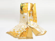 龍翔為禪心藝術(shù)定制山水花鳥真絲復(fù)合圍巾