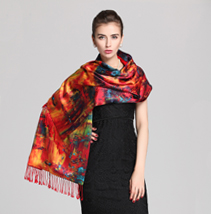 時尚高檔真絲印花披肩