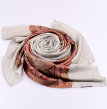 腰果花羊絨圍巾